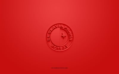 SK Slavia Prague, creative 3D logo, white background, Czech First League, 3d emblem, Czech football club, Prague, Czech Republic, 3d art, football, SK Slavia Prague 3d logo