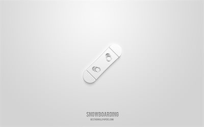 Snowboarding 3d icon, white background, 3d symbols, Snowboarding, sport icons, 3d icons, Snowboarding sign, sport 3d icons