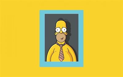The Simpsons, Homer Simpson, ana kahramanı, karakter, sanat, portre, pop&#252;ler karikat&#252;rler, 20th Century Fox