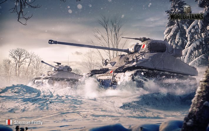 Sherman Firefly, winter, World of Tanks, WoT