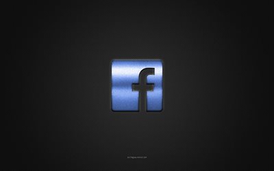 facebook-logo, blau gl&#228;nzendes logo, facebook-metall-emblem, blaue kohlefaserstruktur, facebook, marken, kreative kunst, facebook-emblem