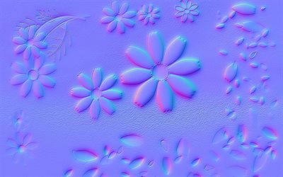 紫の3d花の背景, 3D花, 上げられた花の背景, 創造的な花の背景, 3d花の背景