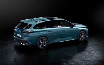 Peugeot 308 SW HYBRID, 4k, wagons, 2021 cars, back view, 2021 Peugeot 308 SW, french cars, Peugeot
