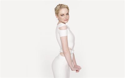 white dress, actress, celebrity, blonde, emma stone, personality
