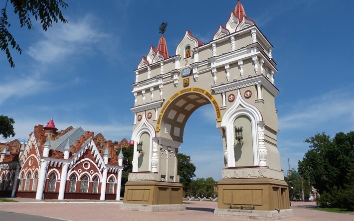 attractions, arch, l&#39;architecture, blagoveshchensk, la russie