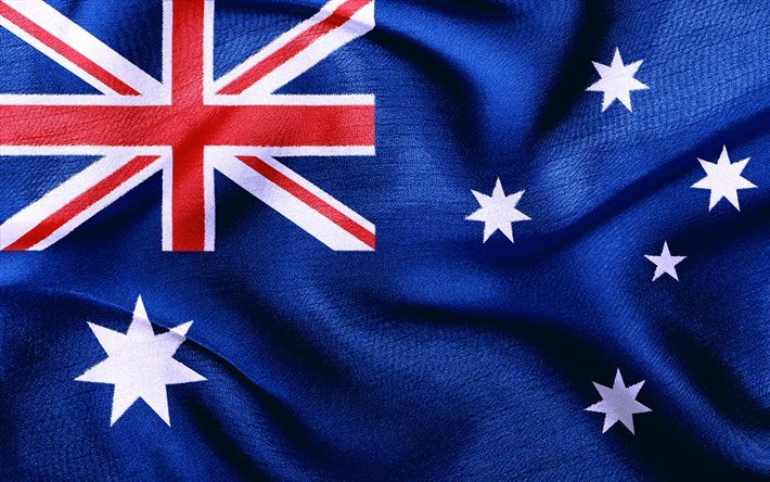 australien, australische flagge, seide, fahne, flaggen der welt