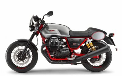 Moto Guzzi V7 Racer, 2021, vista laterale, esterno, nuovo argento V7 Racer, moto italiane, Moto Guzzi