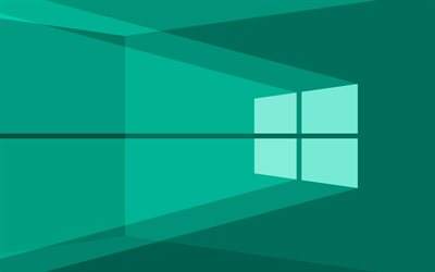 4K, Windows 10 turquoise logo, turquoise abstract background, minimalism, Windows 10 logo, Windows 10 minimalism, Windows 10