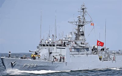 tcg beykoz, f-504, 4k, arte vectorial, dibujo tcg beykoz, fuerzas navales turcas, arte creativo, arte tcg beykoz, dibujo vectorial, barcos abstractos, tcg beykoz f-504, armada turca