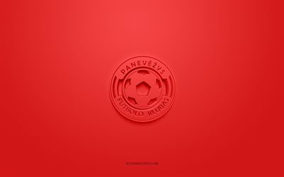 fk panevezys, kreativ 3d-logotyp, r&#246;d bakgrund, i lyga, 3d-emblem, litauens fotbollsklubb, litauen, 3d-konst, fotboll, fk panevezys 3d-logotyp