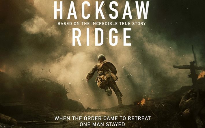 2016, military, hacksaw ridge, poster, drama, film, biography
