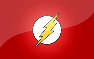 das flash-logo, 4k, roter hintergrund, superhelden, minimal, marvel comics, the flash, the flash minimalism, flash