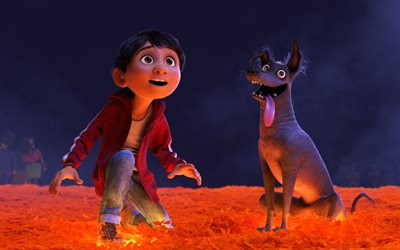 Miguel, Dante, 4k, 3d-animation, 2017 Movie, Coco, Pixar