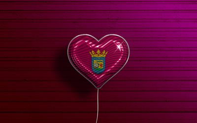I Love Alava, 4k, realistic balloons, purple wooden background, Day of Alava, spanish provinces, flag of Alava, Spain, balloon with flag, Provinces of Spain, Alava flag, Alava