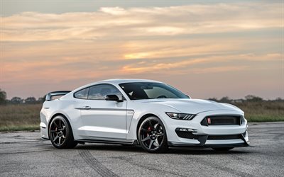 Hennessey Shelby GT350R HPE850 Supercharged, supercars, 2020 cars, white Mustang, 2020 Ford Mustang, american cars, Ford