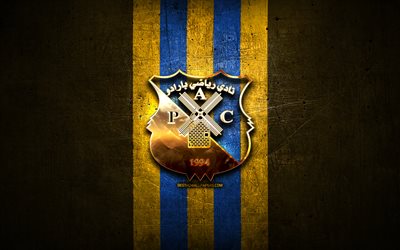 パラドゥfc, 金色のロゴ, アルジェリアシャンピオンネル1, 黄色の金属の背景, フットボール, アルジェリアのサッカークラブ, paradouacロゴ, サッカー, パラドゥac
