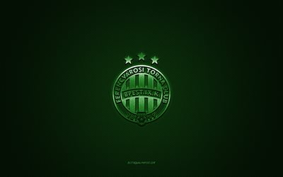 Ferencvaros TC, Hungarian football club, green logo, green carbon fiber background, Nemzeti Bajnoksag I, football, NB I, Budapest, Hungary, Ferencvaros TC logo
