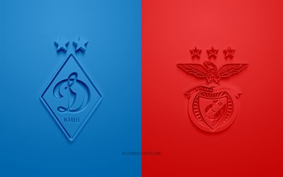 FC Dynamo Kyiv vs SL Benfica, 2021, UEFA Champions League, Group E, 3D logos, blue red background, Champions League, football match, 2021 Champions League, FC Dynamo Kyiv, SL Benfica