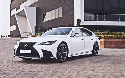 Lexus LS 500 F SPORT, luxury cars, 2021 cars, ZA-spec, White Lexus LS, 2021 Lexus LS, japanese cars, Lexus