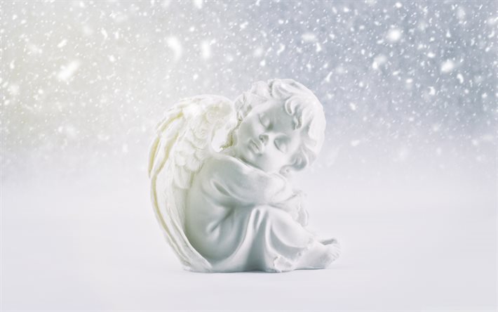 petit ange, figurine, blanc ange, cupidon