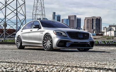 Mercedes-AMG S63, tuning, 2018 cars, W222, Forgiato Wheels, Blocco-ECL, gray W222, Mercedes-Benz S-class, german cars, Mercedes