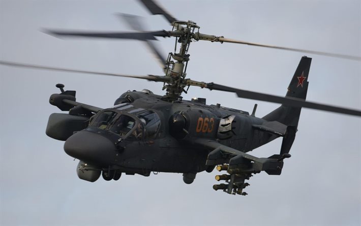 ka-52, alligatore, elicottero da combattimento, air force russa, volo, hokum b