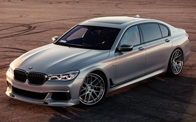 BMW M760Li, 2017, Silver M7, BMW G12, luxury sedan, tuning G12, German cars, silver M7, BMW