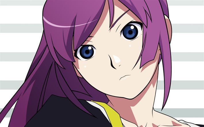 Senjougahara Hitagi, manga, violetti hiukset, Monogatari-Sarjan, Bakemonogatari