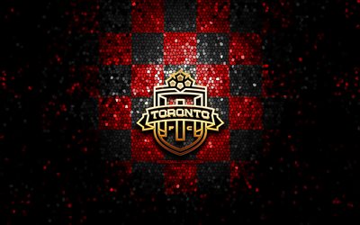 Toronto FC II, glitter logo, USL League One, red black checkered background, soccer, american football club, Toronto FC II logo, mosaic art, football