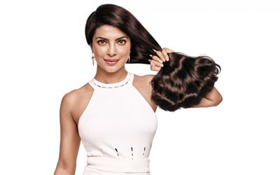 Priyanka Chopra, abito bianco, photoshoot, bollywood, bella donna indiana, ritratto, sorridere