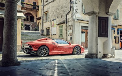 Touring Arese RH95, 2021, exterior, rear view, red sports coupe, red Arese RH95, Touring Superleggera