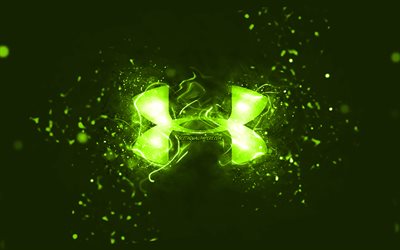 Under Armour lime logo, 4k, lime neon lights, creative, lime abstract background, Under Armour logo, brands, Under Armour