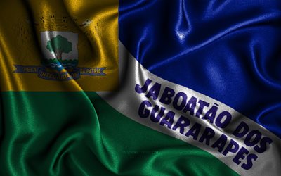 Bandiera di Jaboatao dos Guararapes, 4k, bandiere ondulate di seta, citt&#224; brasiliane, Giorno di Jaboatao dos Guararapes, bandiere in tessuto, arte 3D, Jaboatao dos Guararapes, citt&#224; del Brasile, Jaboatao dos Guararapes 3D bandiera