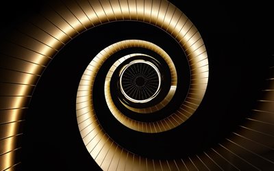 golden vortex on black background, golden vortex, vortex, circles black background, vortex background