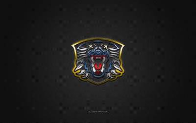 Nottingham Panthers, Brittil&#228;inen j&#228;&#228;kiekkoseura, EIHL, sininen logo, harmaa hiilikuitu tausta, Elite Ice Hockey League, j&#228;&#228;kiekko, Nottingham, Englanti, Nottingham Panthers logo