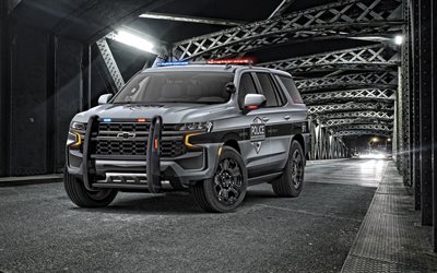 Chevrolet Tahoe Police Pursuit, 2021, ulkopuoli, n&#228;kym&#228; edest&#228;, poliisin maastoauto, poliisi Tahoe, amerikkalaiset autot, Chevrolet