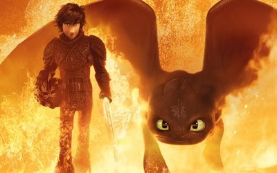 How to Train Your Dragon 3, 2019, 4k, 3D dragon, promotional materials, poster, new cartoons