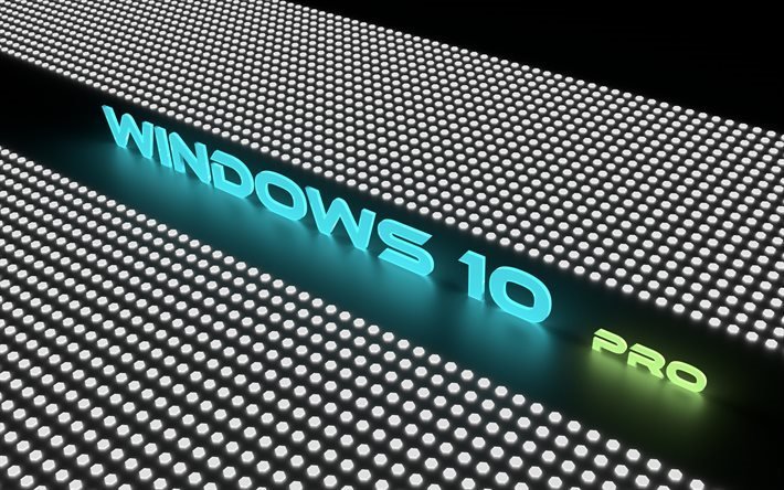 Windows 10 Pro, logo, neon Windows 10