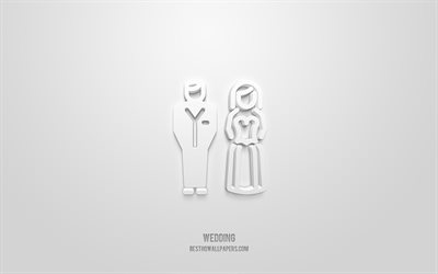 Wedding couple 3d icon, white background, 3d symbols, Wedding couple, Wedding icons, 3d icons, Wedding couple sign, Wedding 3d icons