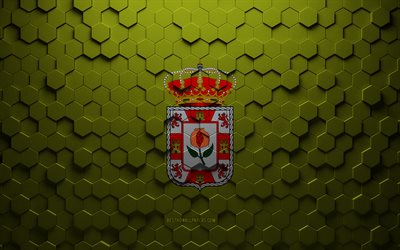 Flag of Granada, honeycomb art, Granada hexagons flag, Granada 3d hexagons art, Granada flag