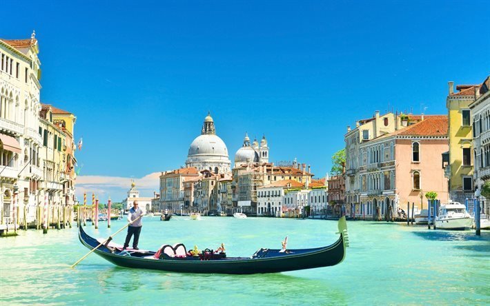 البندقية, جوندولا, الصيف, البندقية قارب التجديف, إيطاليا