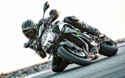 2020, Kawasaki Z H2, 4k, vista frontale, moto sportiva, nuova Z H2 verde, motociclette giapponesi, Kawasaki