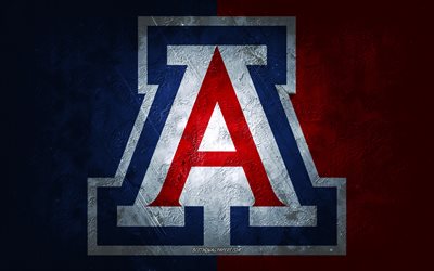 Arizona Wildcats, American football team, red blue background, Arizona Wildcats logo, grunge art, NCAA, American football, USA, Arizona Wildcats emblem