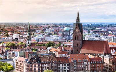 Hannover, şehir manzarası, yaz, Alman şehirleri, Avrupa, Almanya, Almanya Şehirleri, Hannover Almanya, şehir manzaraları