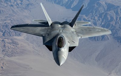 Lockheed Boeing F-22 Raptor, fighter in the sky, US Air Force, American combat aircraft, F-22 Raptor in the sky