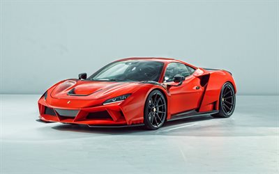 2021, Ferrari F8 Tributo, Novitec N-Largo, 4k, front view, red sports coupe, Ferrari F8 tuning, new red F8 Tributo, supercar, Italian sports cars, Ferrari