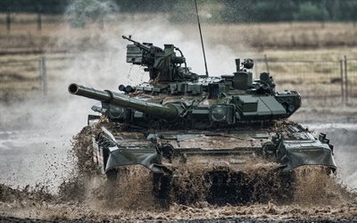 T-90, tout-terrain, chars, HDR, MBT russe, arm&#233;e russe, camouflage vert, T-90 Vladimir, v&#233;hicules blind&#233;s, stand de tir