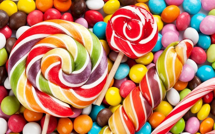 lollipops, candy, sweets, colorful lollipops