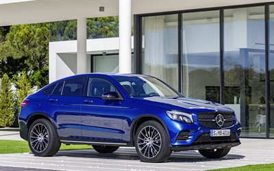 Mercedes-Benz GLC Coupe, 2017, X253, blue GLC, sports crossover, new cars, Mercedes