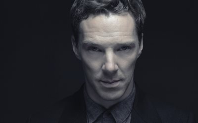 Benedict Cumberbatch, 英国の俳優, 肖像, モノクロ, 英国の星, 驚